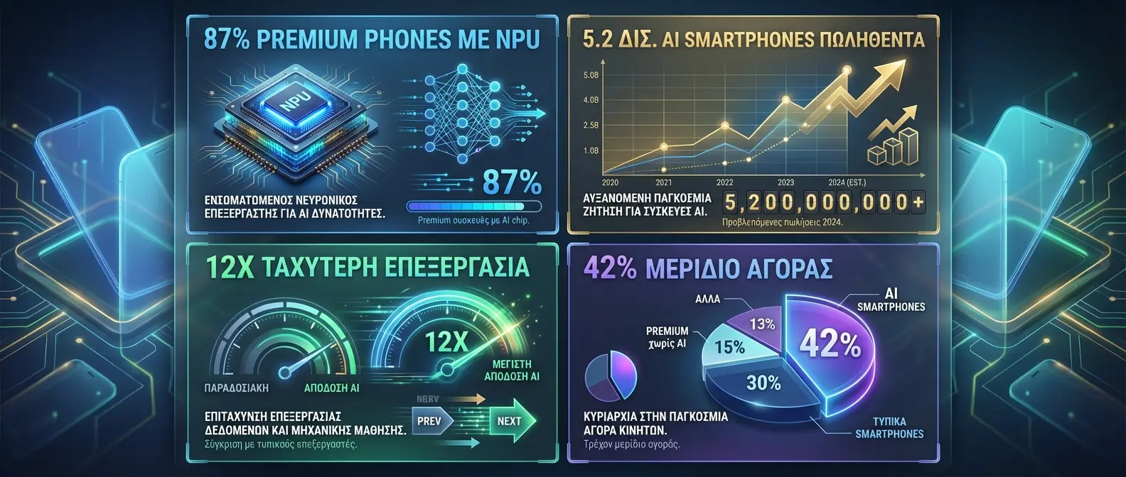 Statistical data showing AI smartphone market growth and adoption numbers