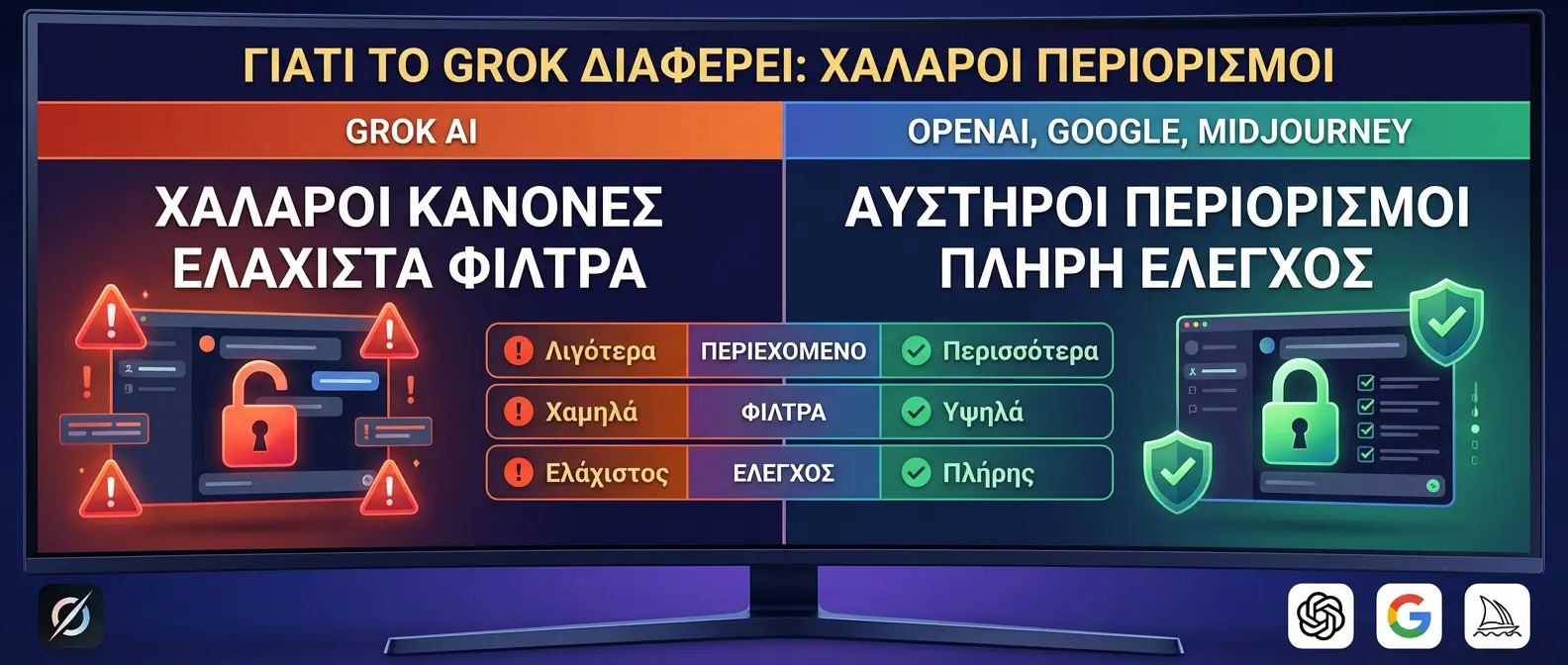 Grok AI's relaxed content restrictions compared to other AI platforms like ChatGPT