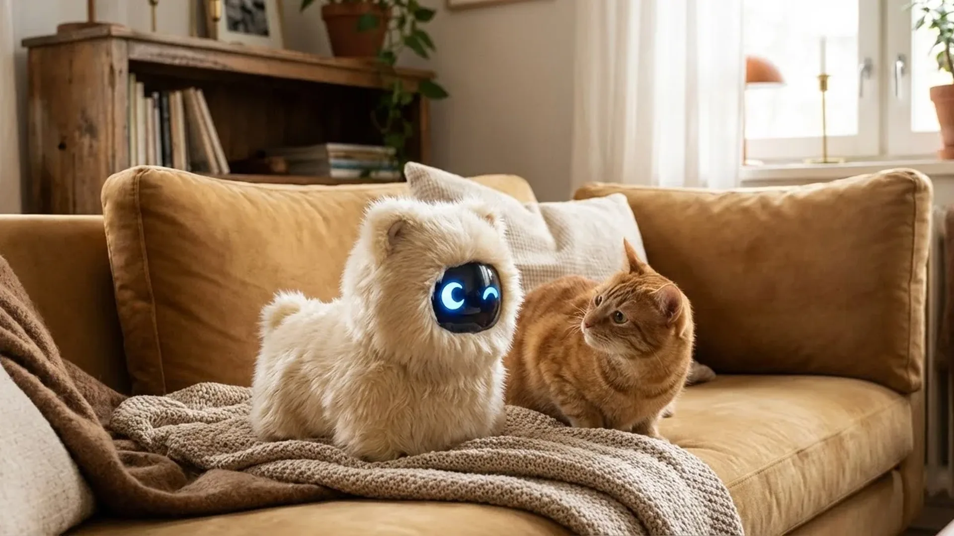 Sony Aibo robotic dog and Casio Moflin AI companion pets comparison showing 2026 robot pet market leaders