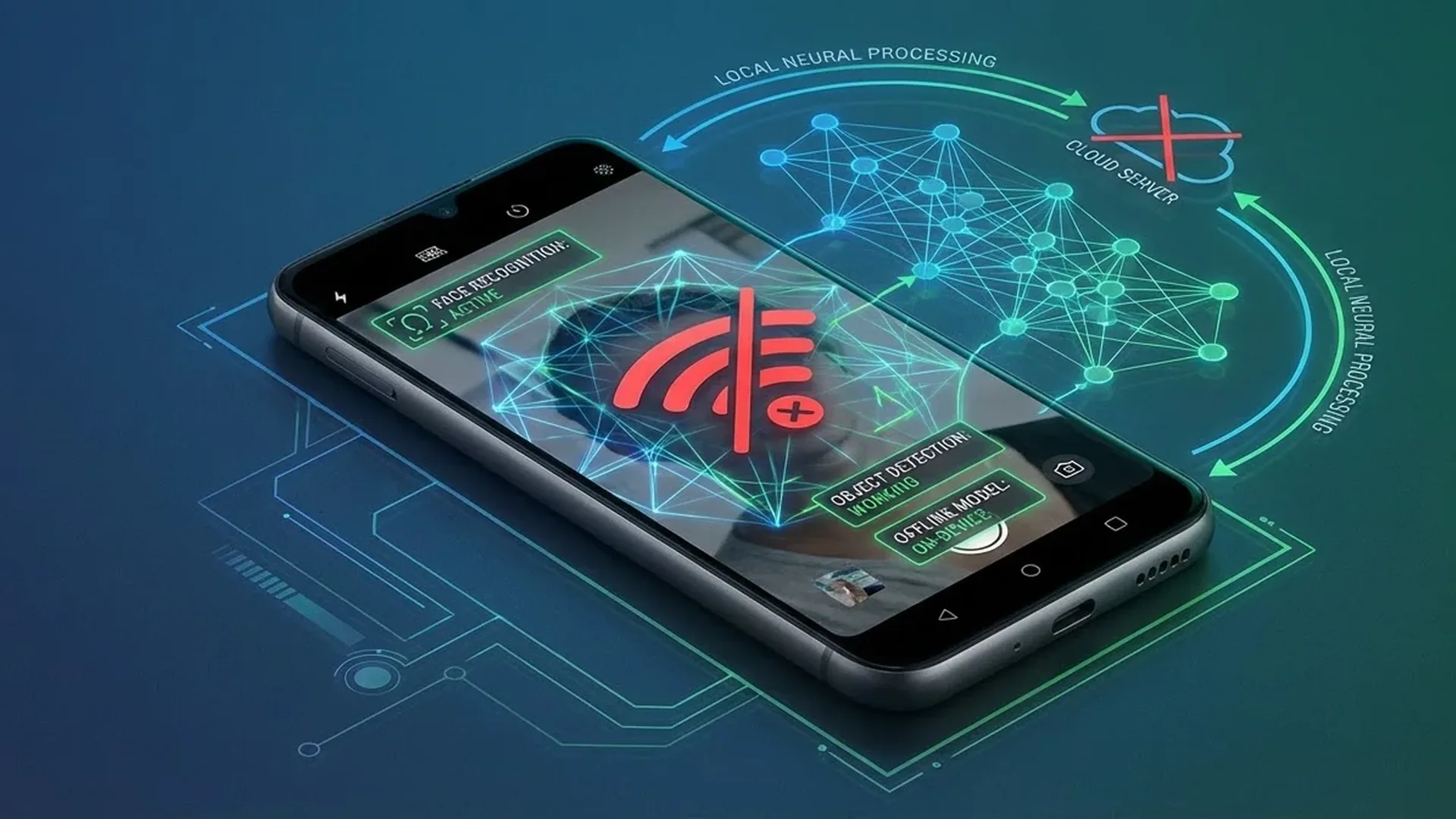 Edge AI device processing machine learning models locally without internet connection