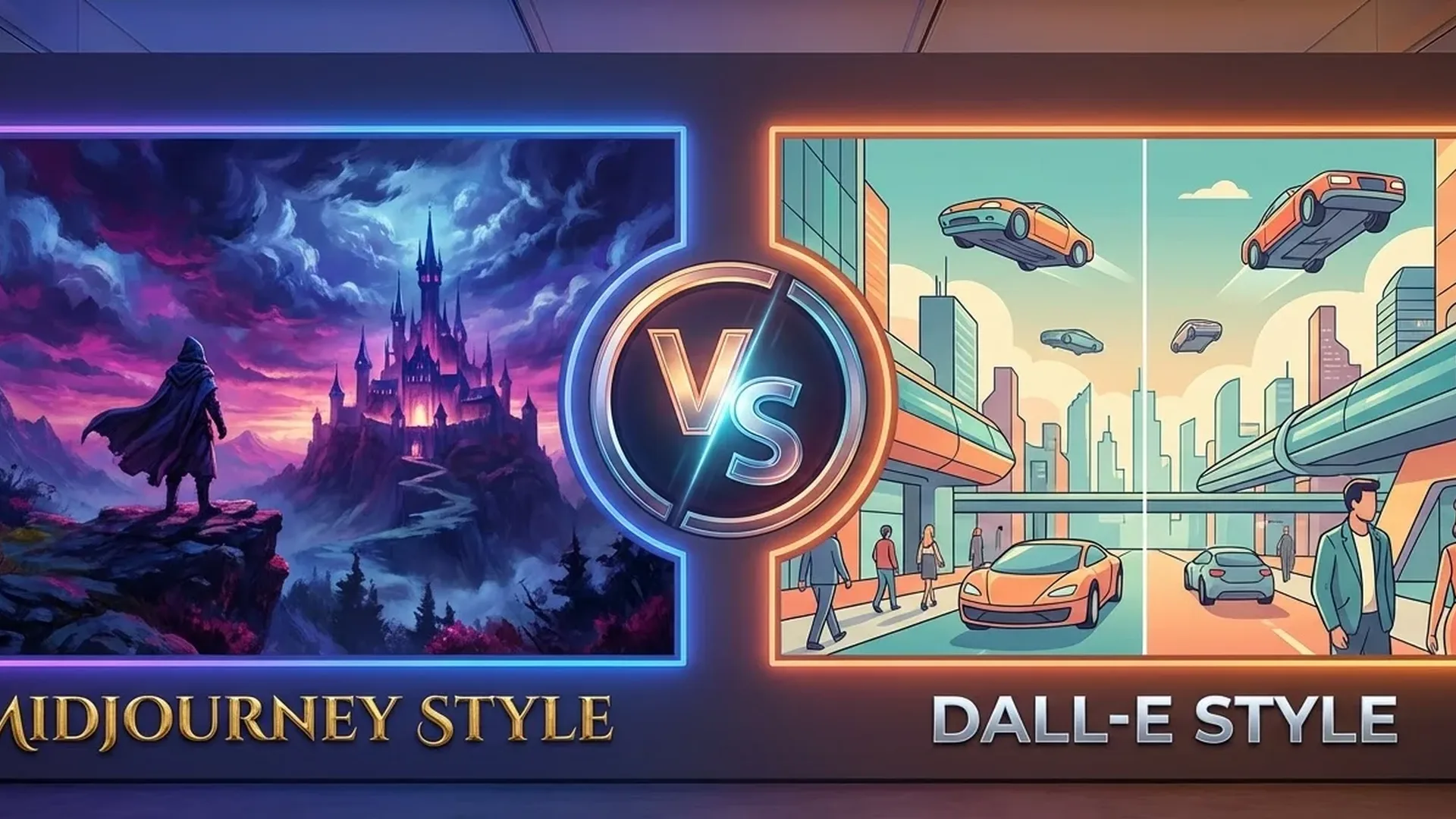 Side-by-side comparison of Midjourney V7 and GPT Image generated artwork showing quality differences and artistic styles