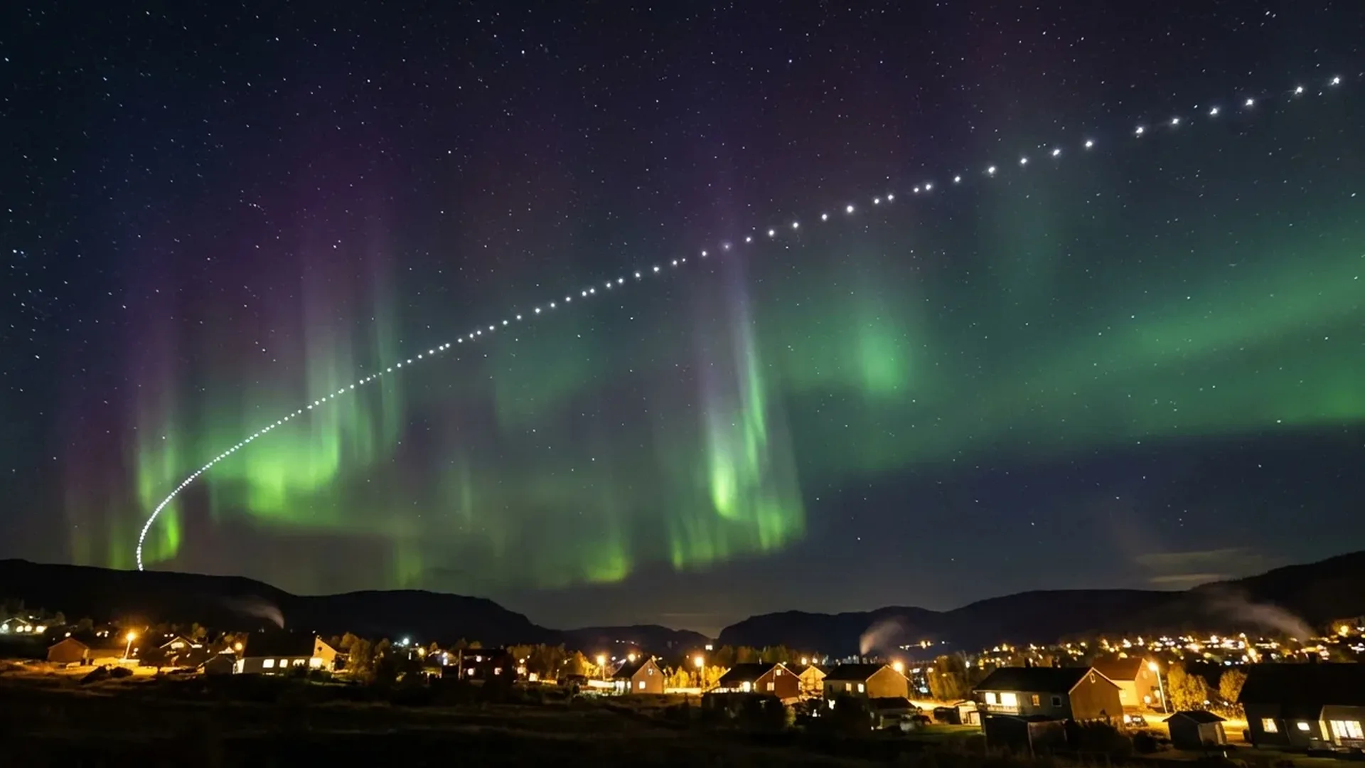 SpaceX Starlink satellite constellation in low Earth orbit providing global internet coverage