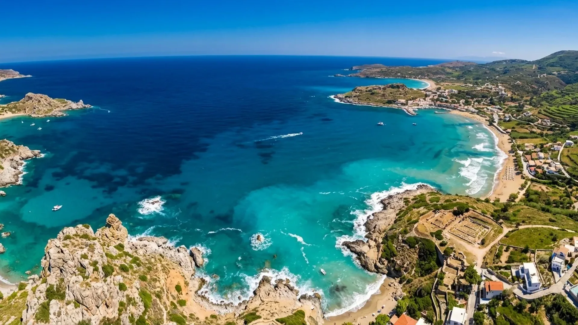 DJI Mini 4 Pro capturing panoramic aerial shots over Greek landscape with automatic sphere mode demonstration