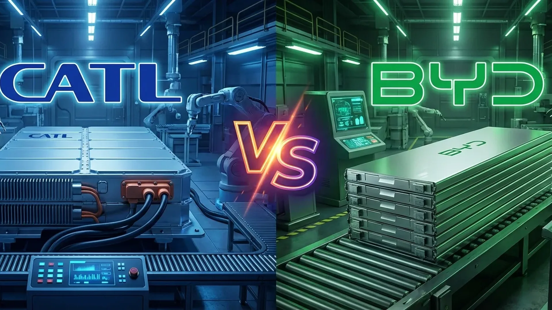 CATL vs BYD battery technology comparison chart showing market share and technological differences in 2026