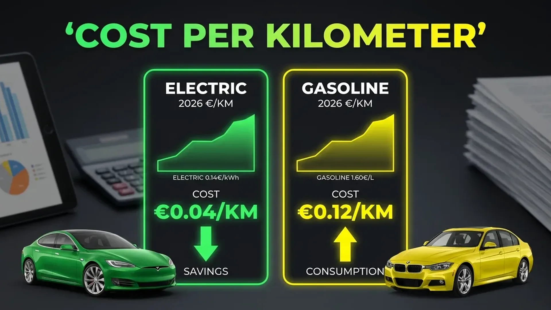 Electric car leasing comparison chart showing monthly payments vs purchase costs in Greece 2026