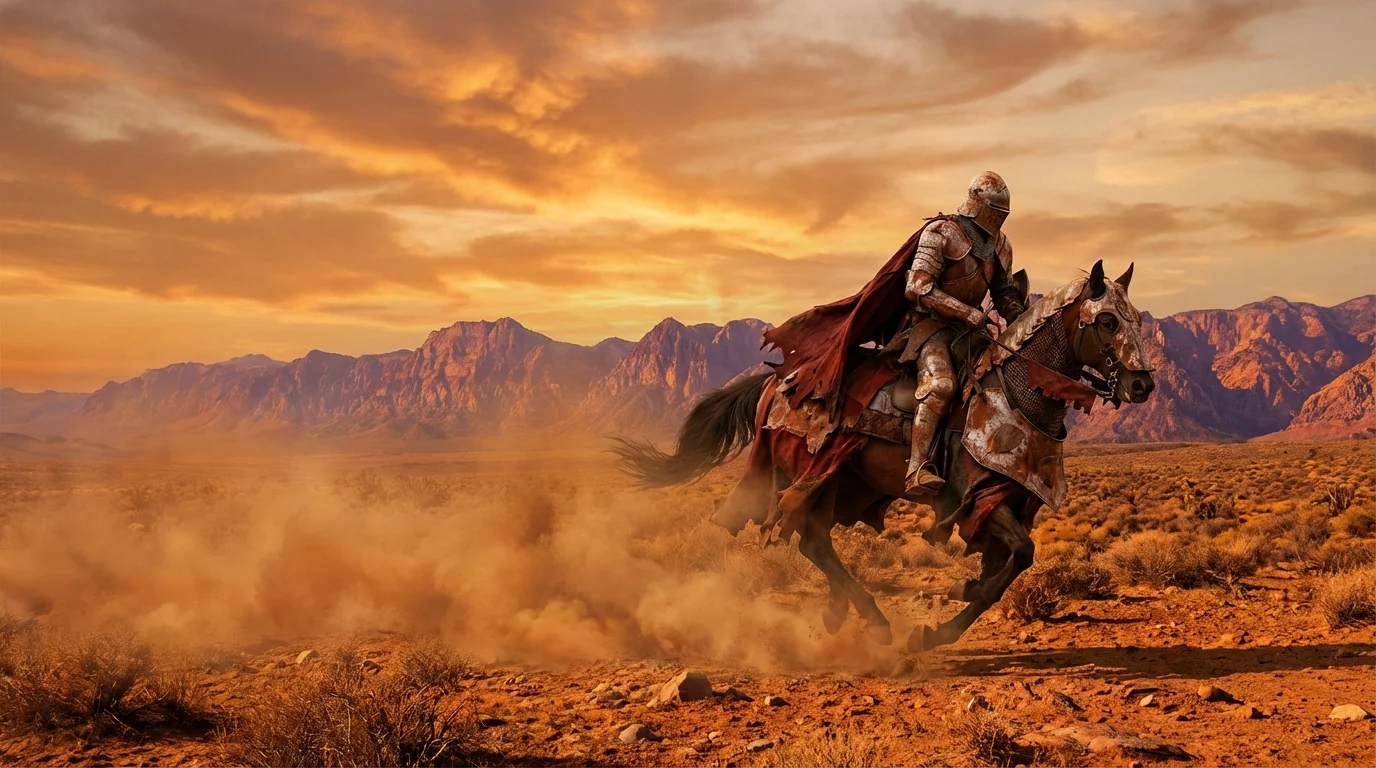 Crimson Desert gameplay showing medieval fantasy world with steampunk elements and advanced combat system