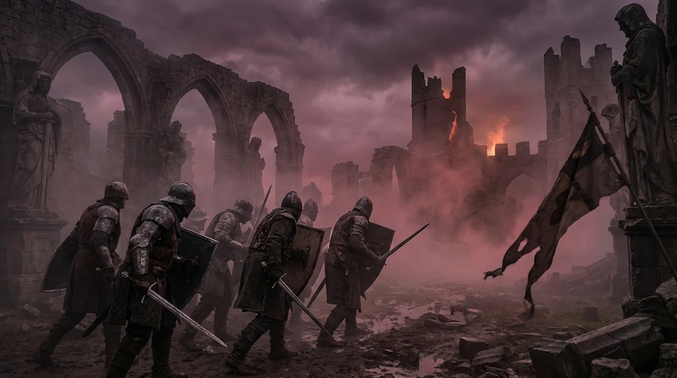 The Duskbloods official artwork showing dark fantasy warriors in multiplayer combat