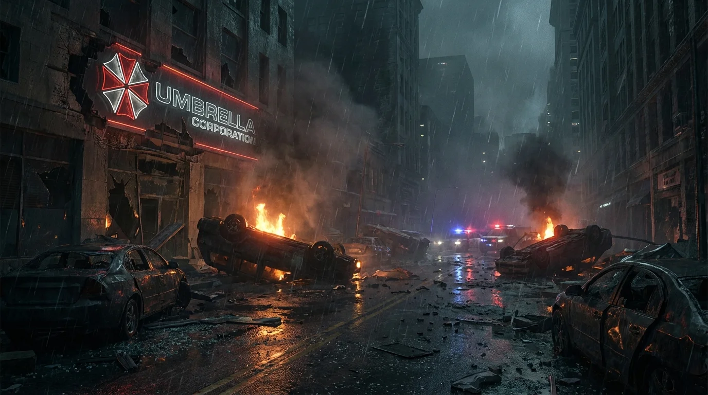 Resident Evil Requiem gameplay showing dual protagonist system in post-apocalyptic Raccoon City 30 years after the outbreak