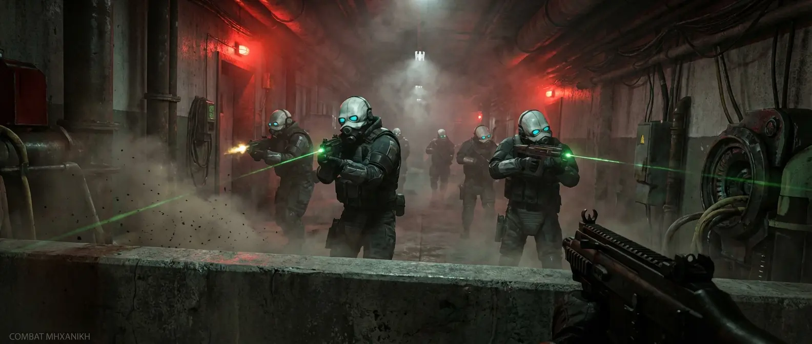 Half-Life Alyx combat sequence with Combine soldiers using VR weapons