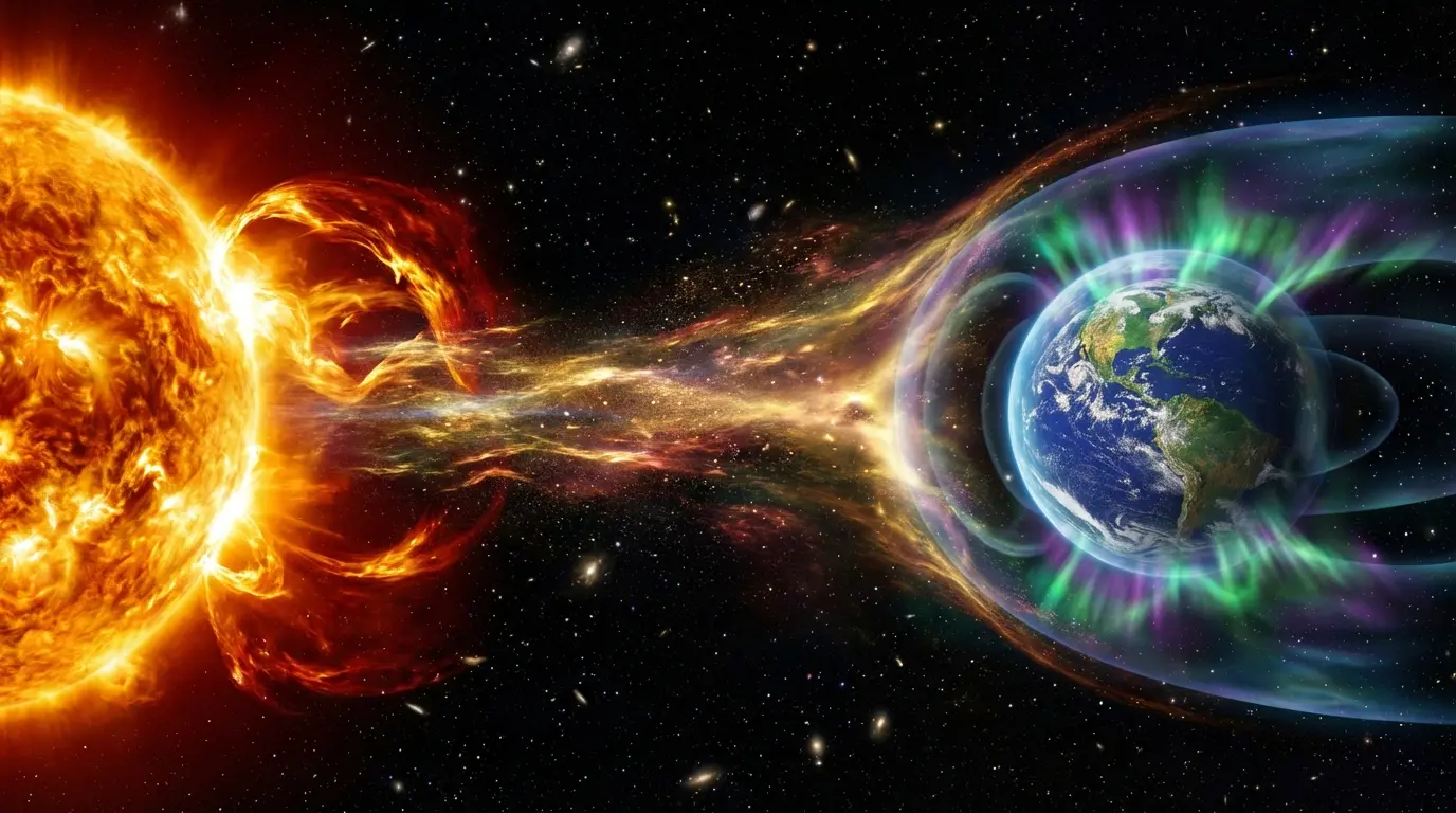 Massive S4-class solar storm impacting Earth's magnetosphere with visible plasma ejections