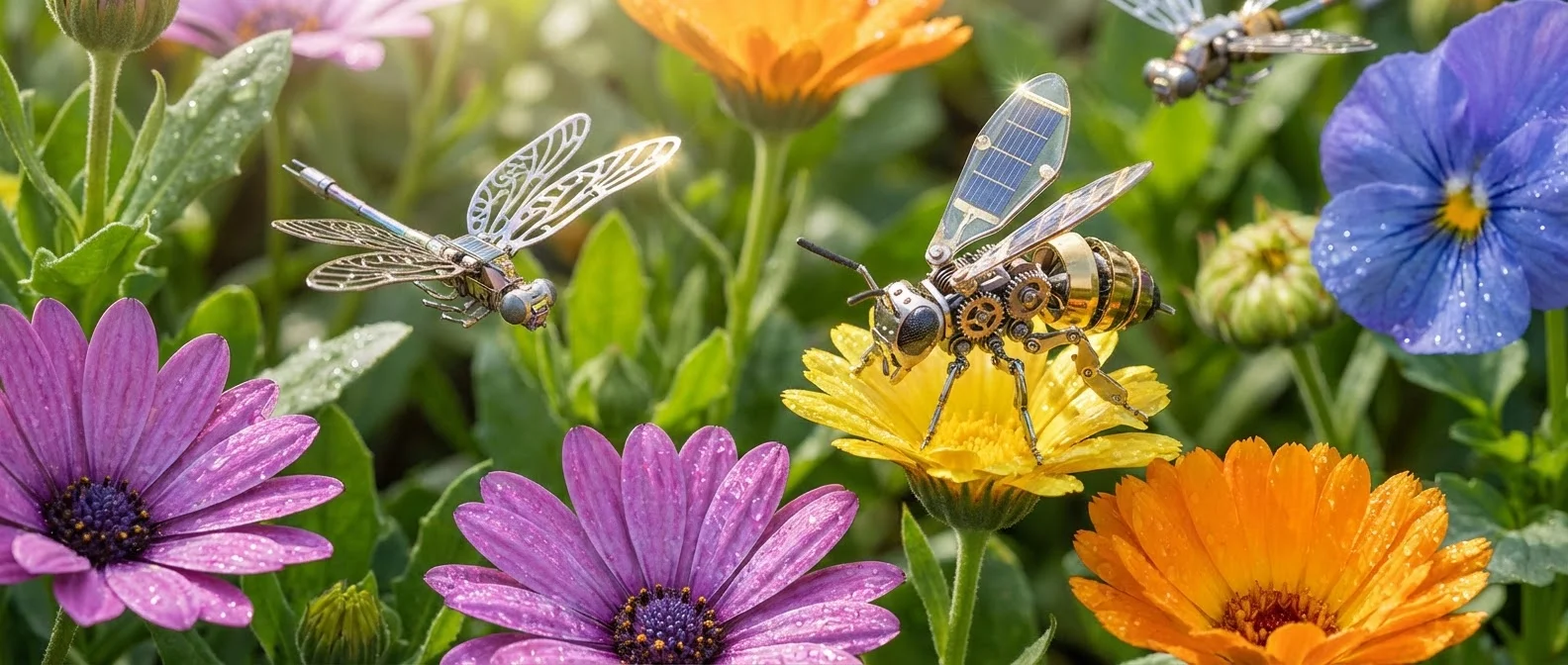Micro-robotic insect prototype mimicking bee flight mechanics and wing structure
