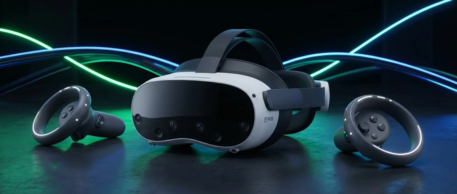 Pico 4 Ultra VR headset showing design and controllers for comprehensive review comparison