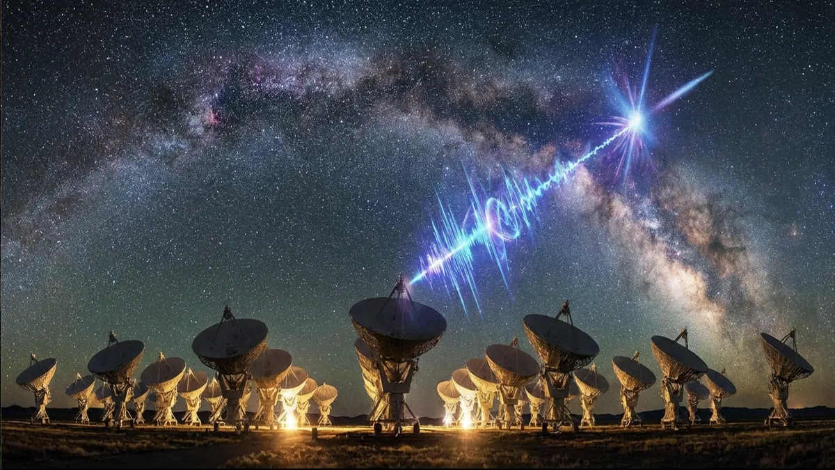 Repeating Fast Radio Burst pattern analysis showing signal characteristics over time