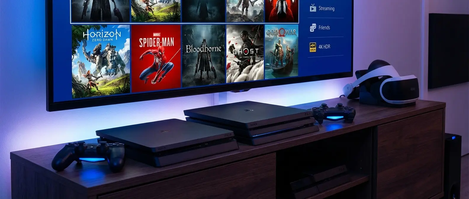 PlayStation 4 modern gaming console with DualShock 4 controller