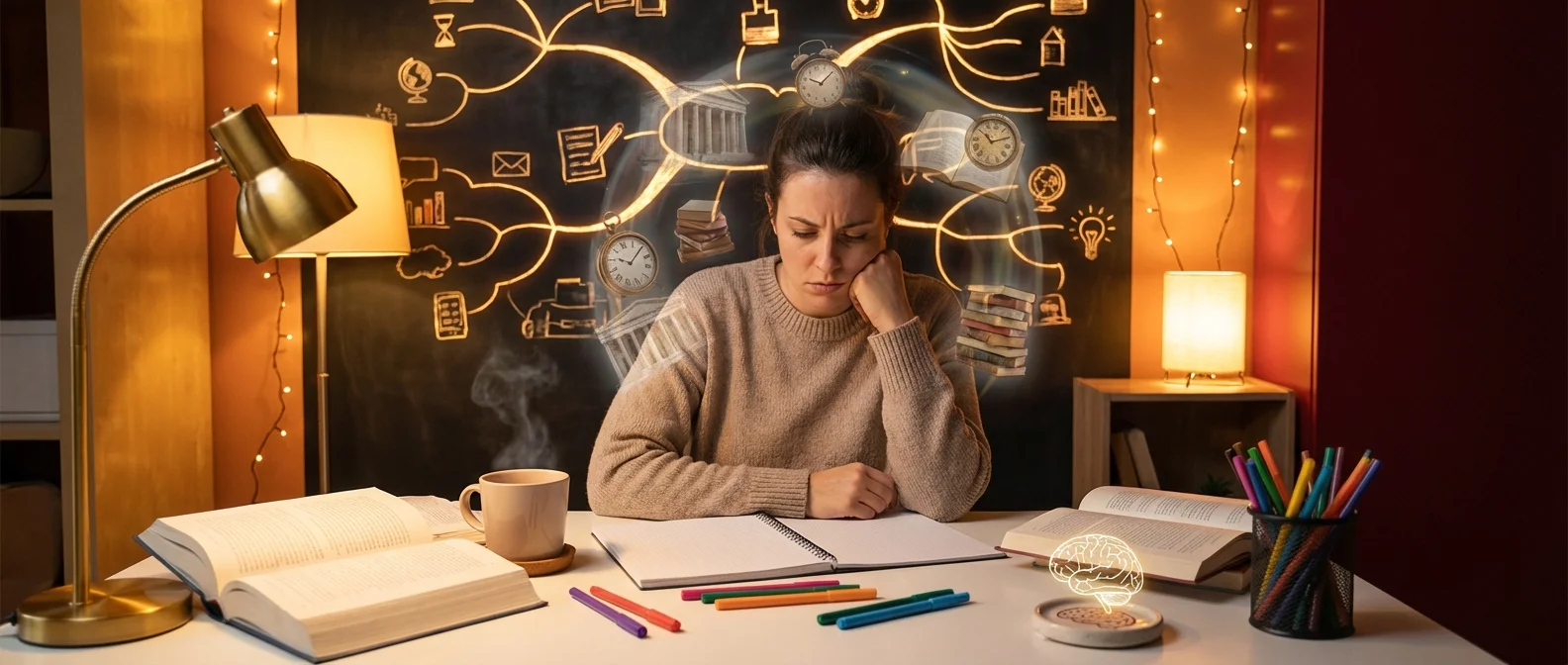 Brain illustration showing memory formation pathways and neural connections during memory enhancement techniques
