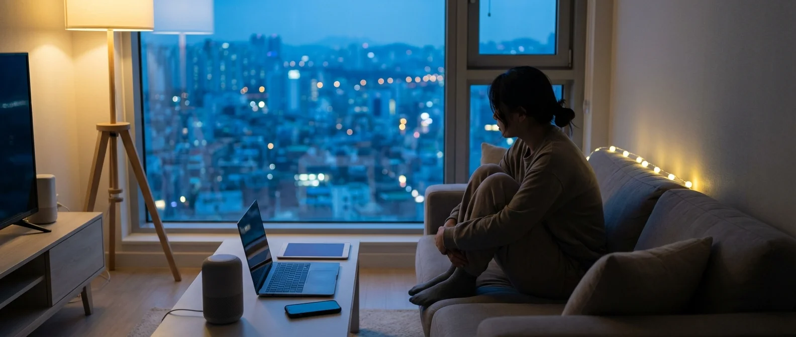 Person scrolling through social media alone in dark room showing digital age loneliness