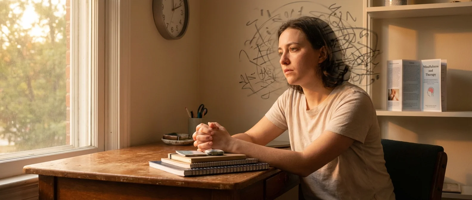 Person experiencing OCD symptoms showing intrusive thoughts and compulsive behaviors beyond stereotypical cleaning rituals