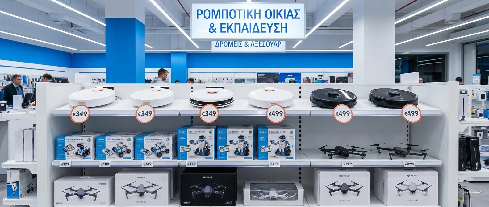 Greek robotics market overview showing popular robot categories and price ranges for 2026