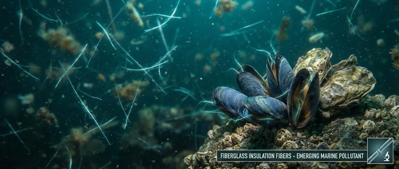 Microscopic fiberglass fibers contaminating ocean sediment and threatening marine wildlife