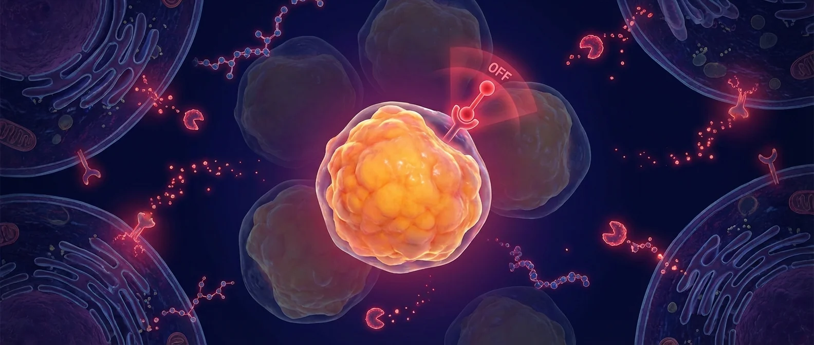 Scientists studying CaMKK2 enzyme in laboratory setting with microscopes and research equipment