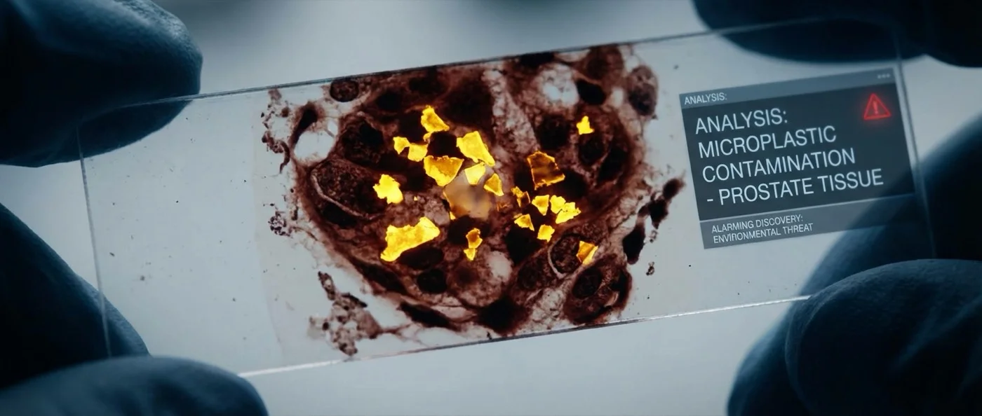 Microscopic view of microplastic particles found in prostate cancer tissue samples from NYU Langone Health study