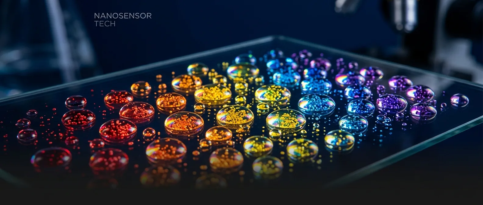 Nanopigment sensor technology showing instant color changes based on pH levels for medical and food safety applications