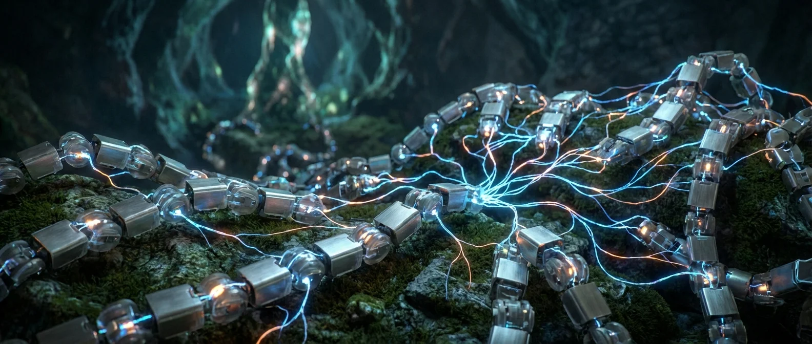 Modular robots sharing energy and data resources in collaborative formation like an insect colony