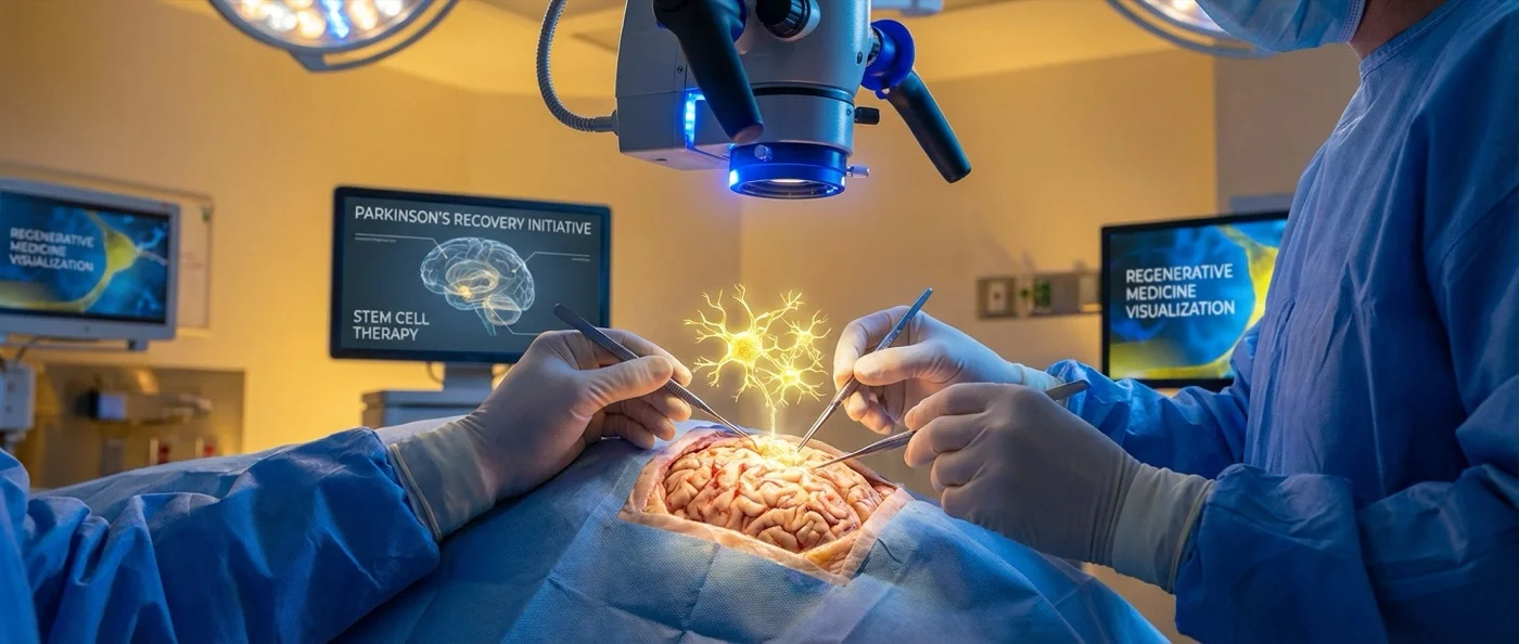 Surgeons at Keck Medicine USC performing groundbreaking dopamine stem cell transplantation into Parkinson's patient brain