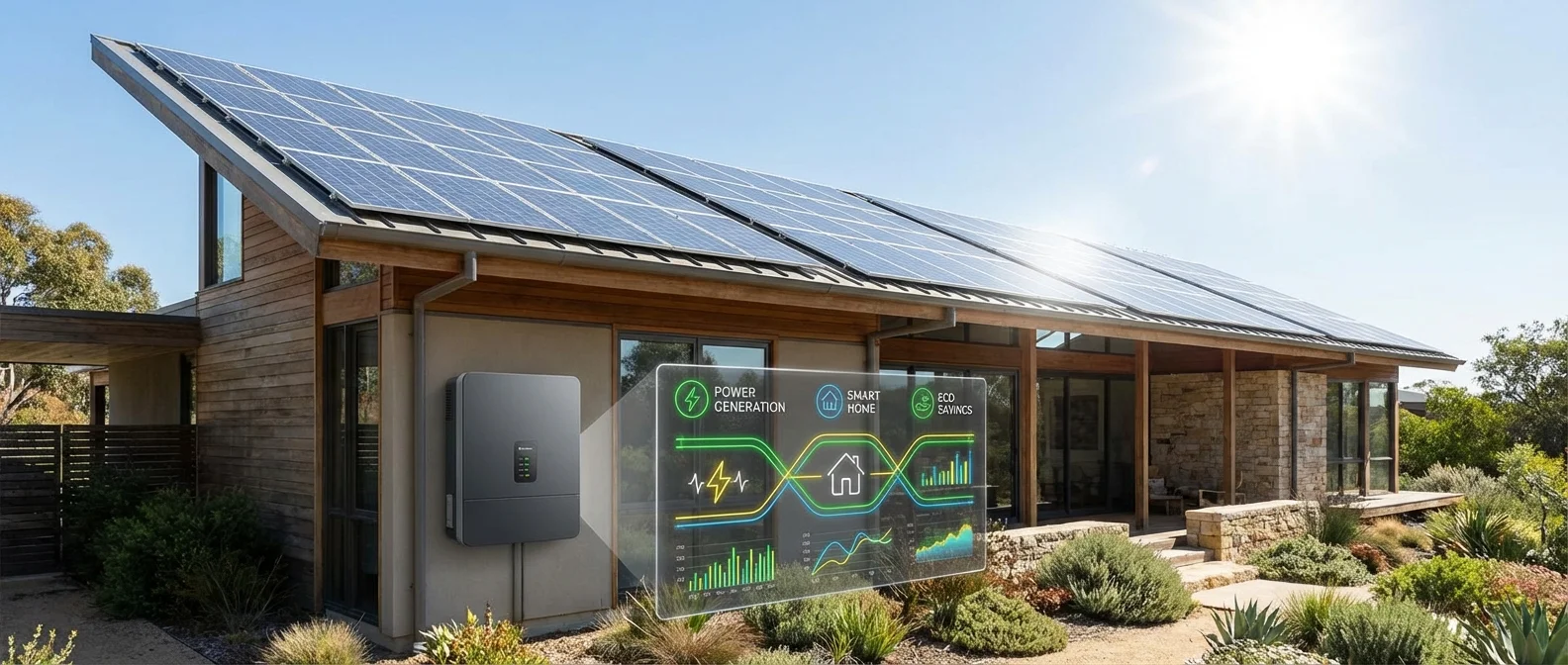 Smart home solar panel system with monitoring dashboard and battery storage
