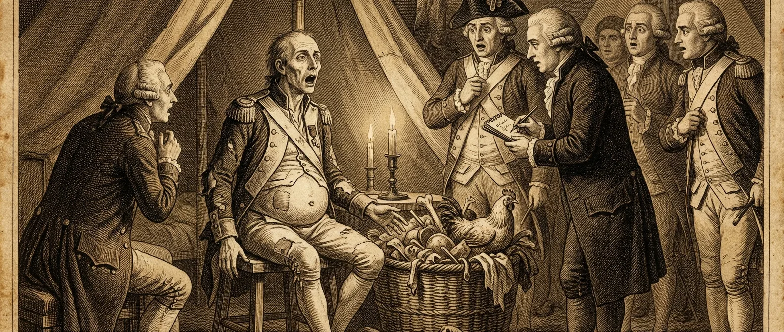 Portrait illustration of Tarrare, the 18th-century French man with an insatiable appetite who could eat enormous quantities of food