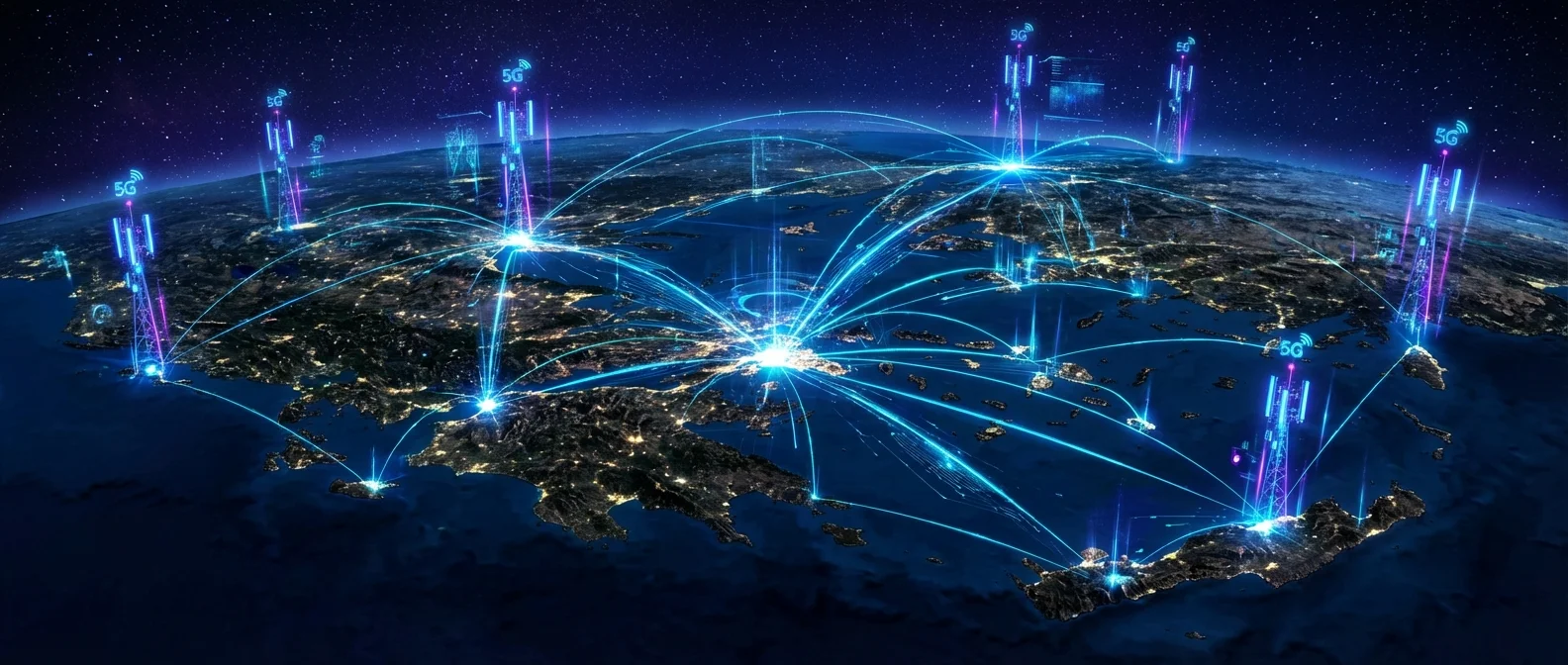 Greece 5G coverage map showing COSMOTE, Vodafone and Nova network availability across all regions in 2026