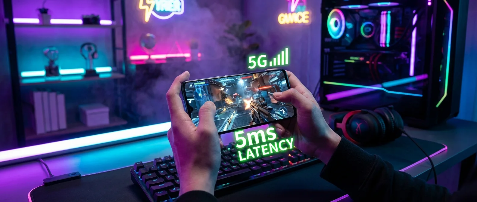 5G tower and WiFi router side by side comparison for gaming performance