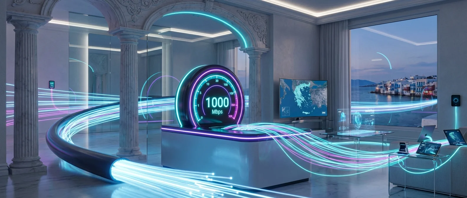 Greece gigabit internet coverage map showing fiber availability across major cities in 2026