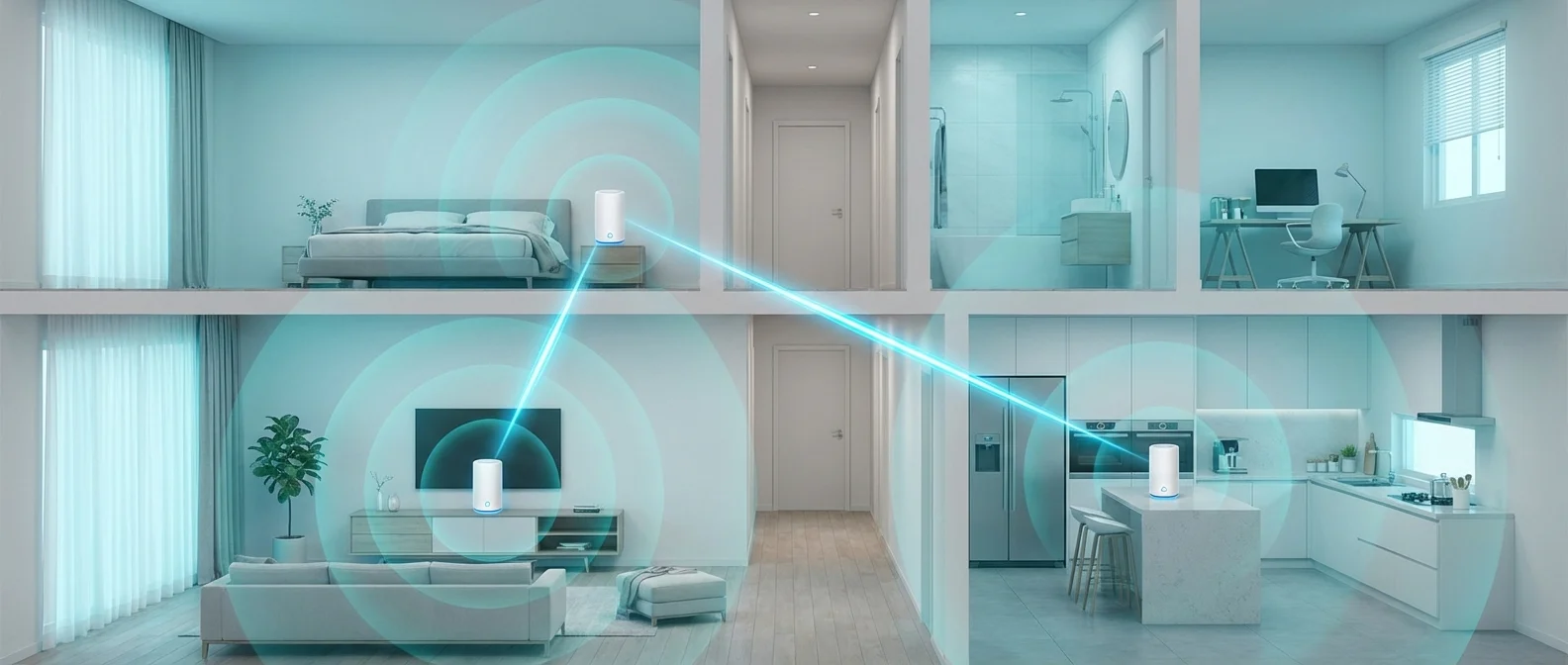Comparison chart of top 8 mesh WiFi systems in 2026 showing coverage areas, speeds and pricing
