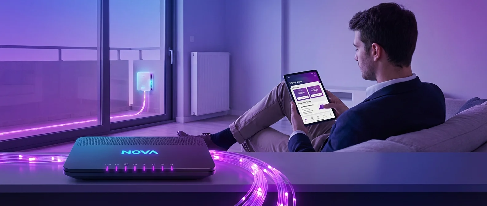 Nova Fiber plans comparison chart showing speeds and pricing for all 5 packages