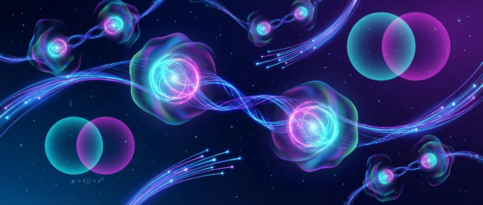 Quantum entanglement visualization showing connected particles across quantum network infrastructure