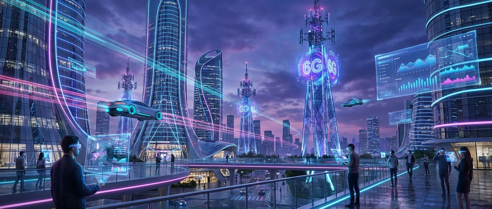 Terahertz frequency spectrum diagram showing the gap between microwaves and infrared light for 6G technology