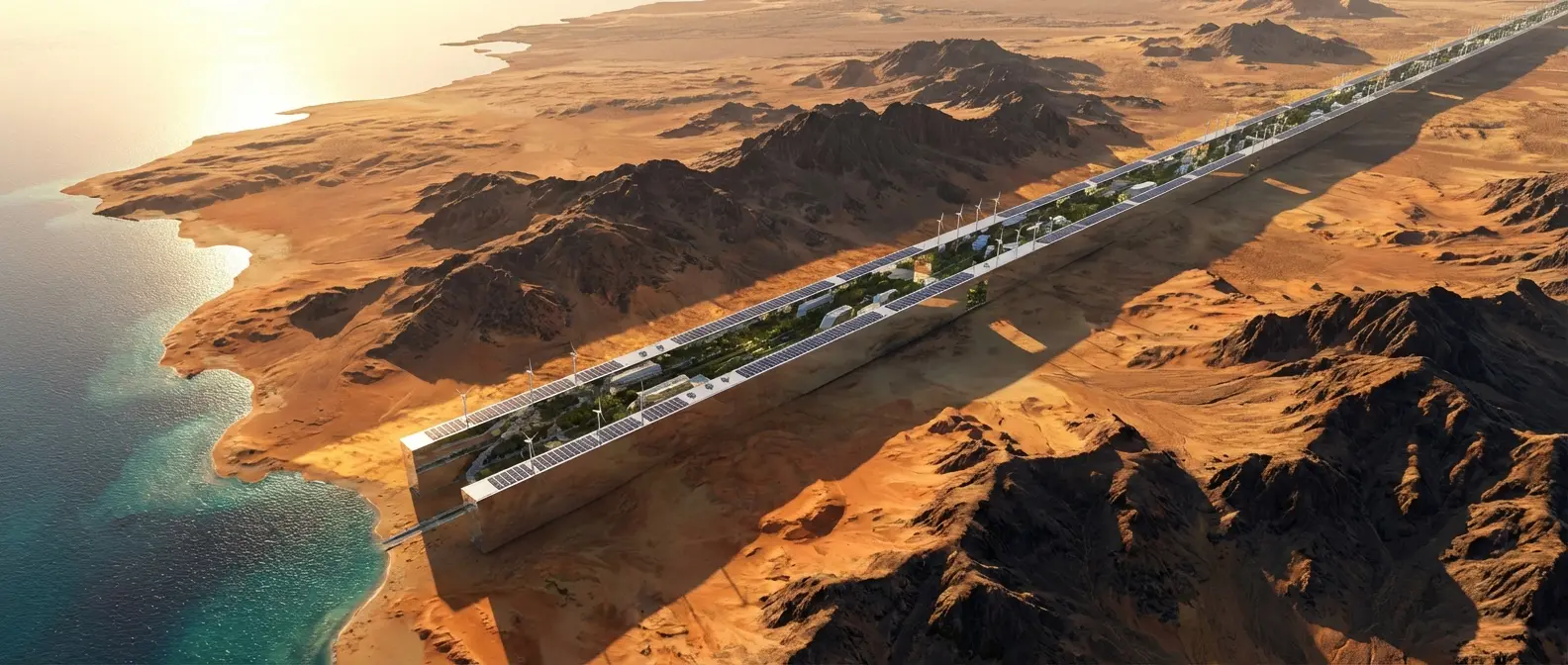 The Line - Αεροφωτογραφία της κατασκευής στην έρημο