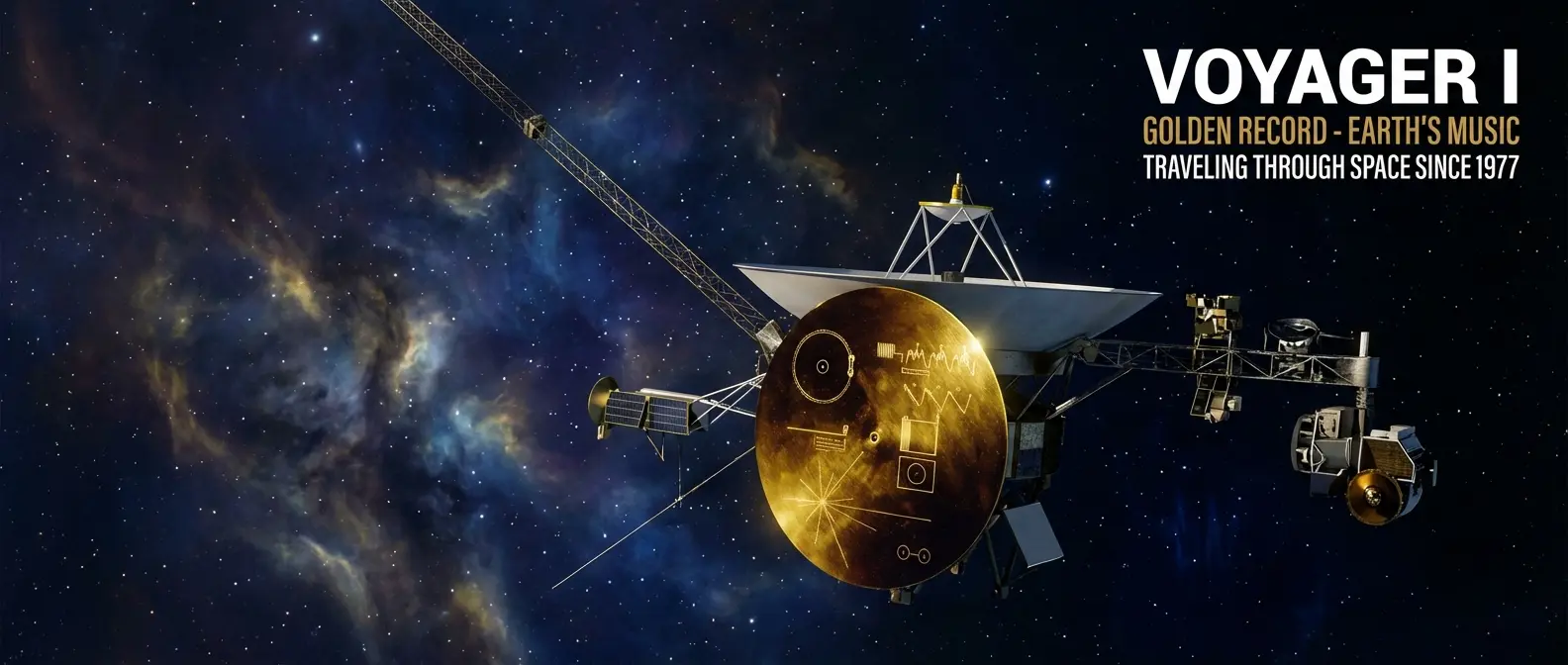 Voyager Golden Record from 1977 with etched cover design