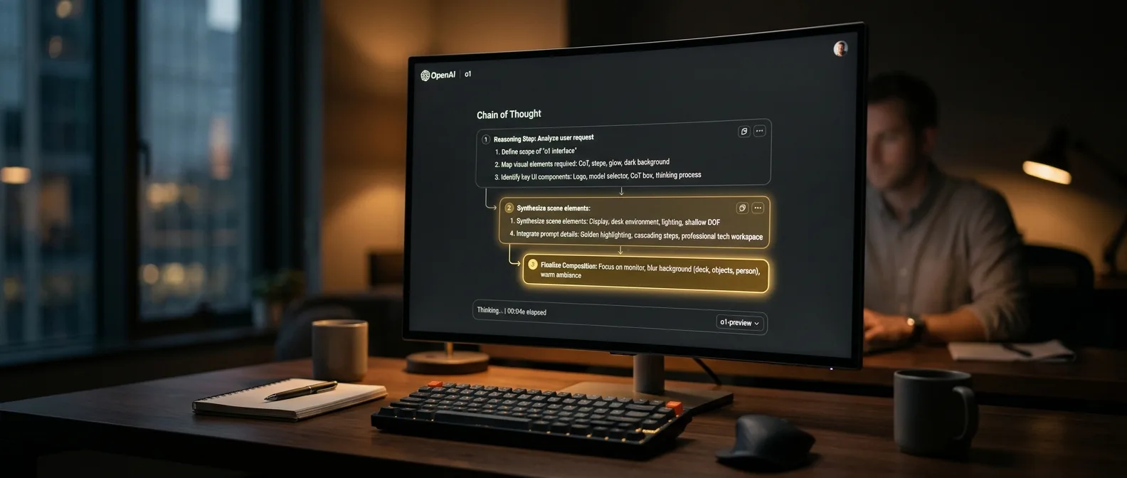 OpenAI O1 Strawberry AI model interface showing chain-of-thought reasoning capabilities