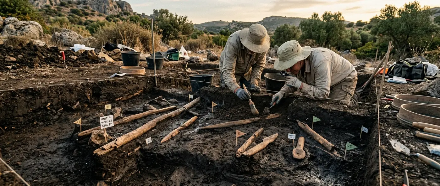 430,000-year-old wooden tools discovered in Greece showing advanced Paleolithic craftsmanship
