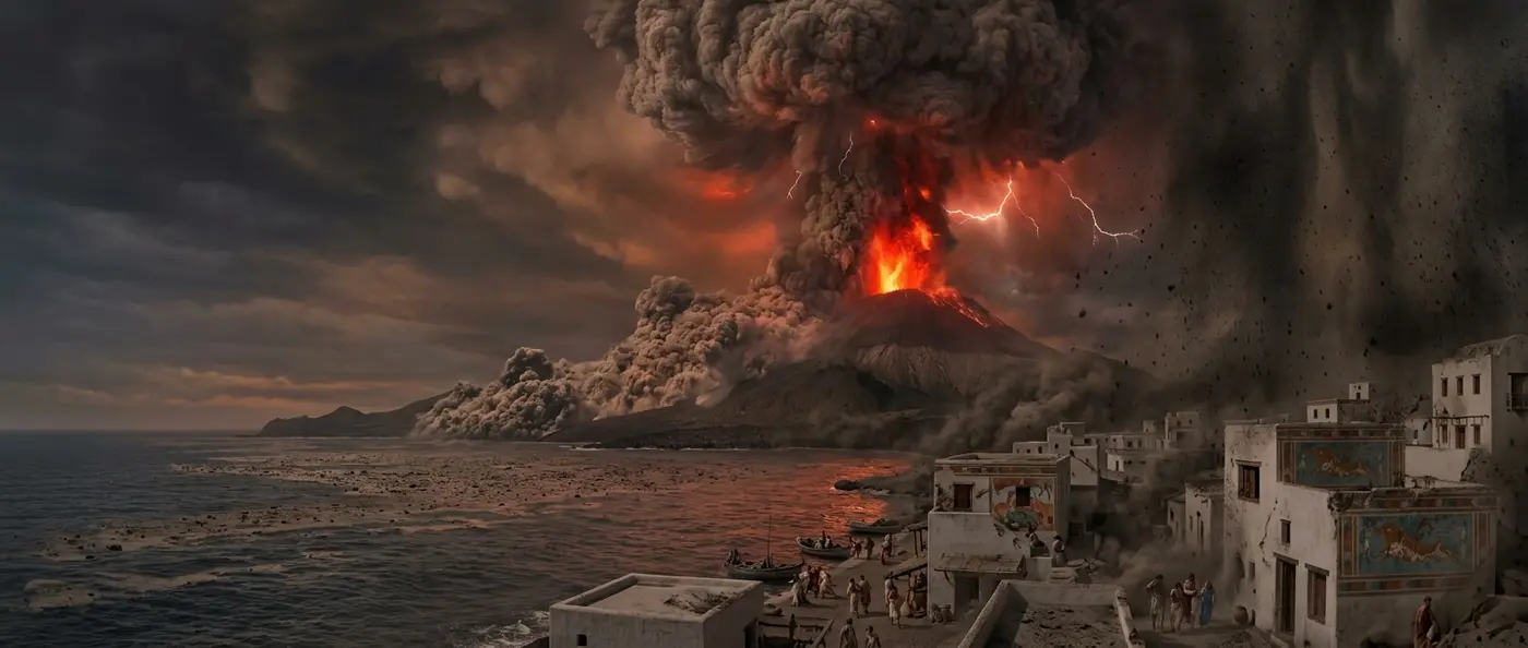 Thera volcanic eruption that destroyed the Minoan civilization
