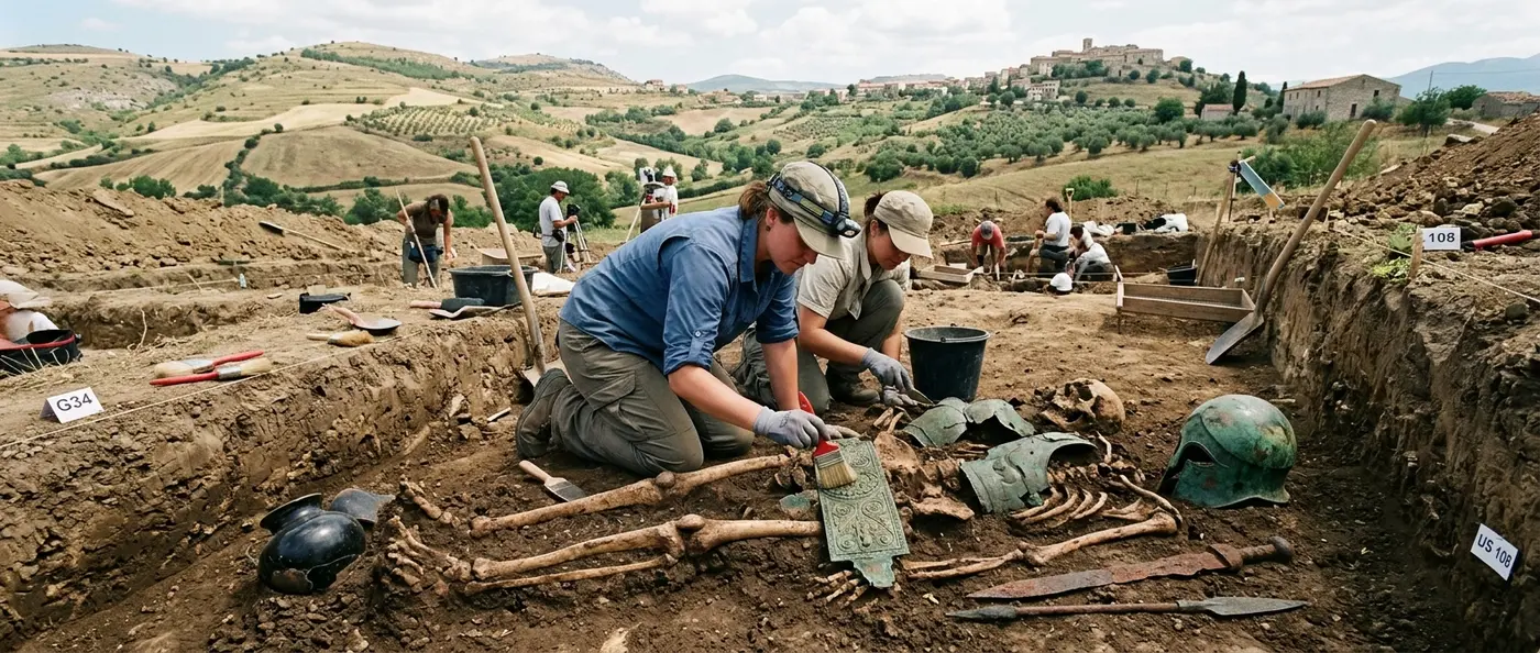 Ancient Samnite warrior burial with bronze belt and weapons discovered in Italy