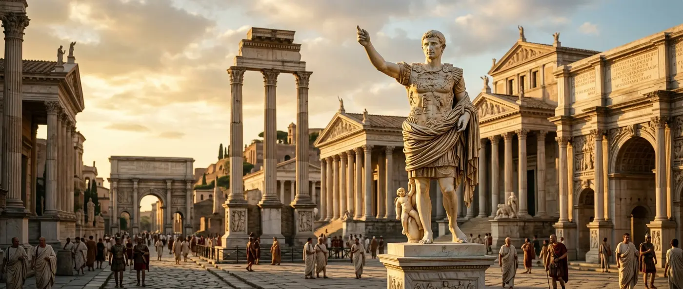 Augustus statue depicting the first Roman Emperor who transformed the republic into an empire