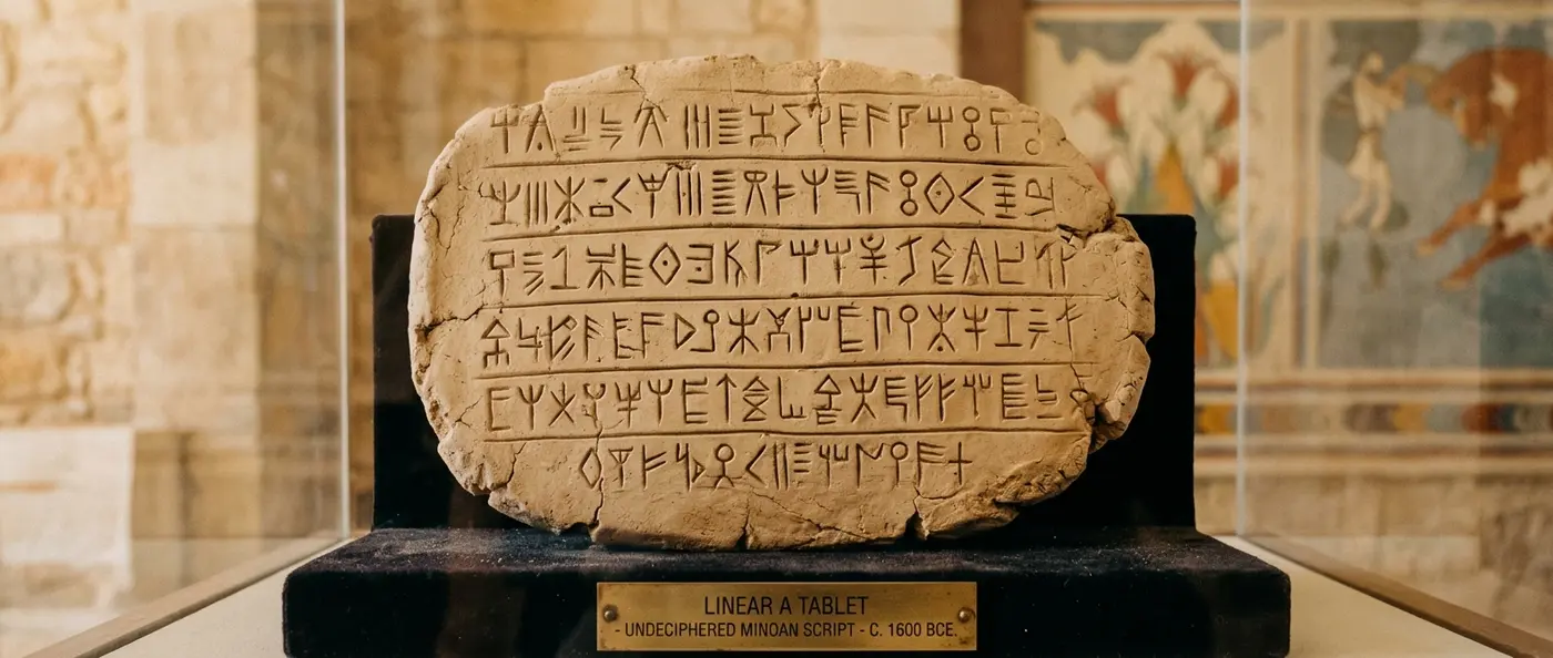 Linear A clay tablets from Minoan palaces showing undeciphered Bronze Age script symbols