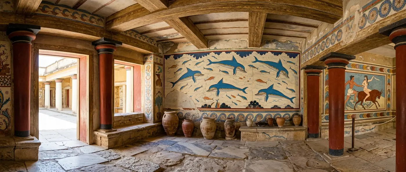 Minoan palace ruins with circular chambers and maze-like architecture discovered in Crete