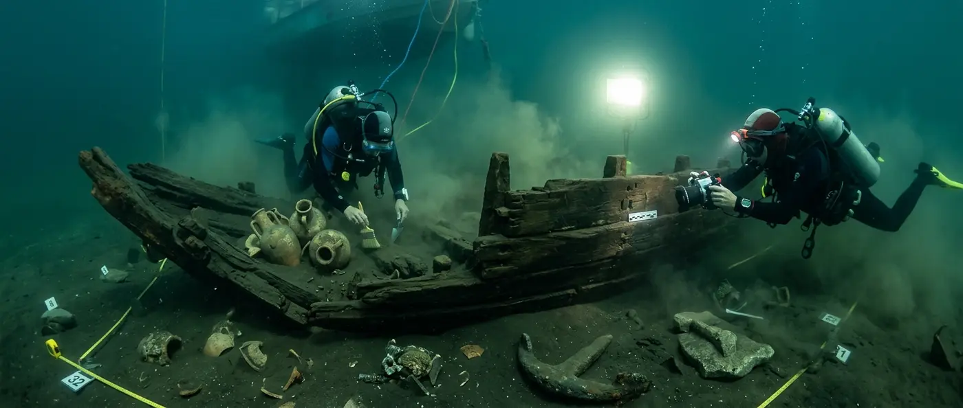2,000-year-old pharaoh ship discovered in Alexandria's sunken harbor beneath Mediterranean waters
