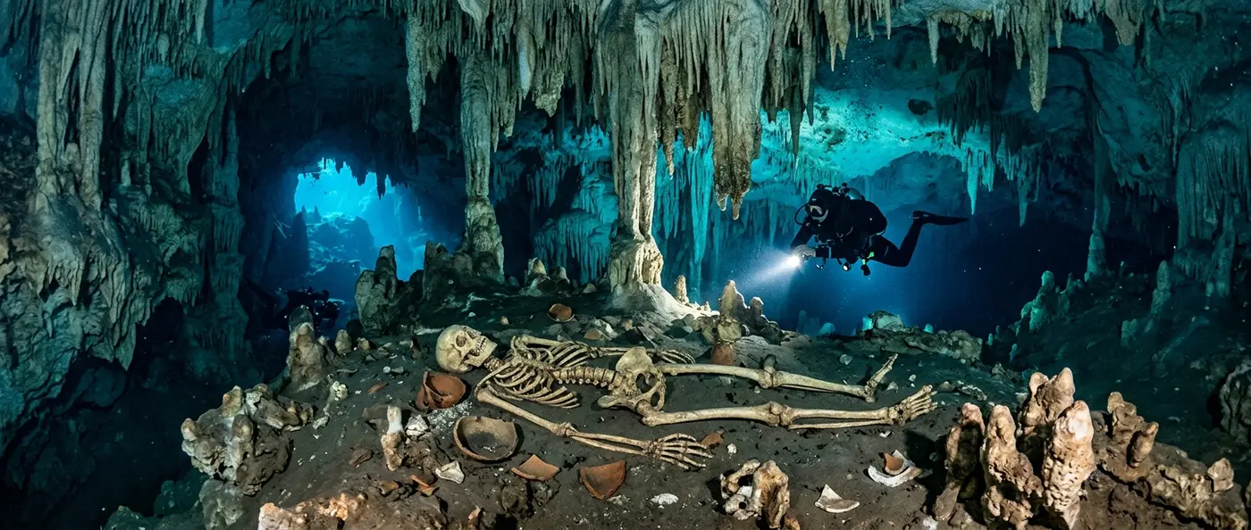 Ancient human skeleton discovered in underwater cave system in Mexico's Yucatan Peninsula