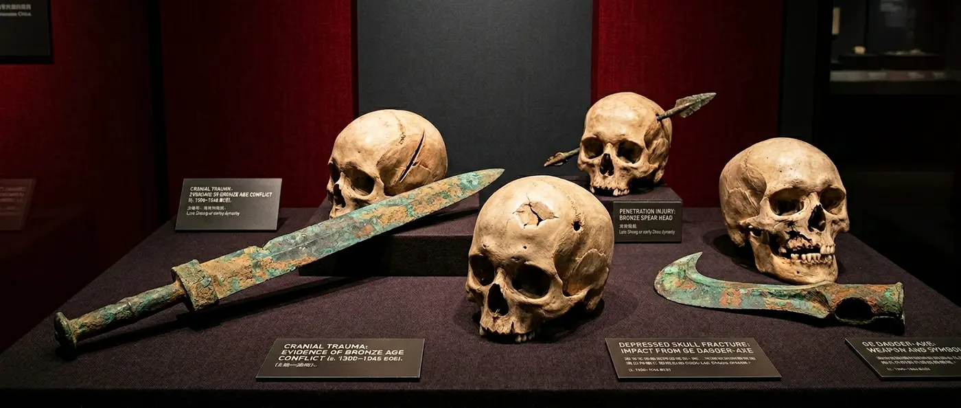 Κρανίο με πολλαπλά τραύματα από το νεκροταφείο Mogou της αρχαίας Κίνας