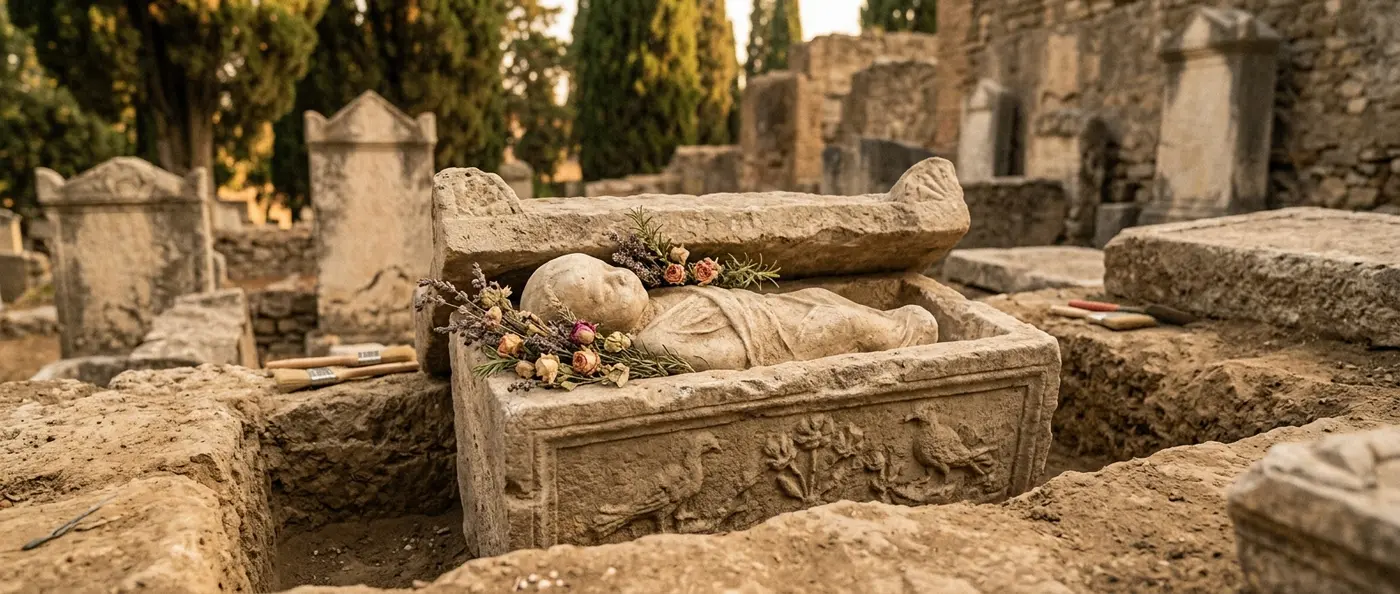 Roman infant burial site with plaster casts discovered in ancient Emona archaeological excavation